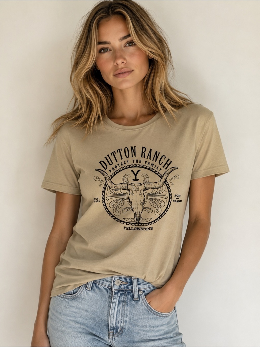 Yellowstone Dutton Ranch Graphic T Shirt Womens Large Western Cowboy TV Show Tee